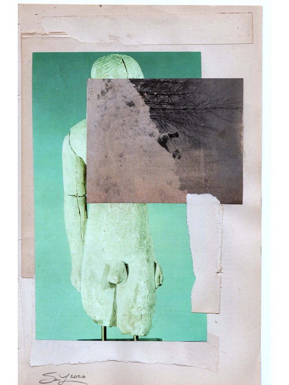 Original Mixed Media Modern Art Collage "Vitiate" 5.75x9" Signed